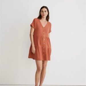 Madewell Terracotta Button-Front Dress